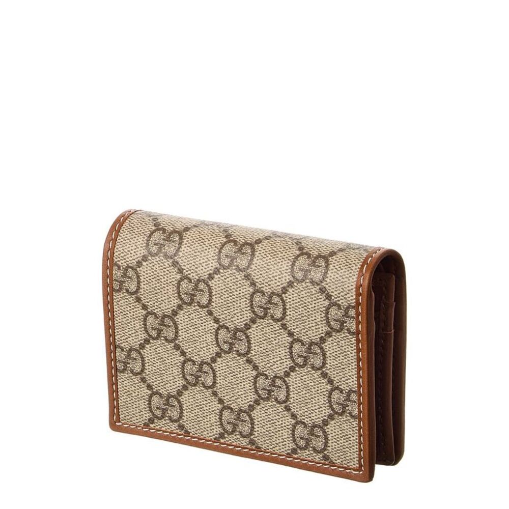 Gucci Gg Emblem Gg Supreme Canvas & Leather Wallet, Beige - Picture 2 of 3